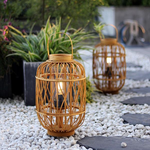 

wooden willow rattan candle holders classical courtyard outdoor wind lamp windproof vintage porta velas room decoration eb50zt