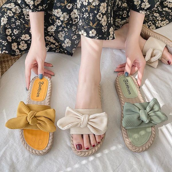 

shoes woman 2021 slippers for swimming pool luxury slides low butterfly-knot pantofle beach flat designer summer basic cotto, Black
