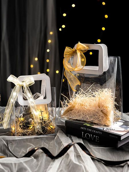 

gift wrap transparent hand bag handbag wedding box high-end custom birthday premium black refined simple