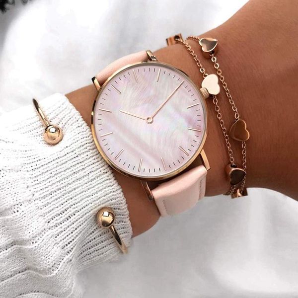 

wristwatches rebieth luxury ladies watch 2021 business women's watches shell dial fashion dress rose gold relogio feminino, Slivery;brown