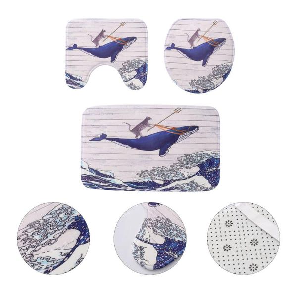 

shower curtains 1 set japanese style pattern bathroom floor mat toilet outline cover
