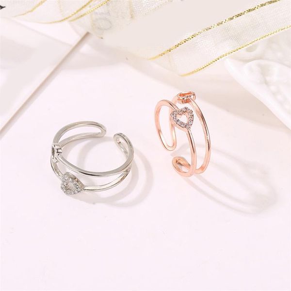 

cluster rings fair heart to romantic rose gold/silver color fashion engagement jewelry for women lovers, Golden;silver