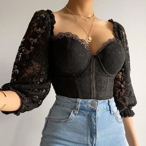 

women's t-shirt western style 2021 summer fashion casual designer simple perspective v-neck slim lantern sleeve, White