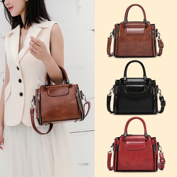 

messenger bags messenger bags 2021 handbag oil wax slanting single shoulder solid women's bag
