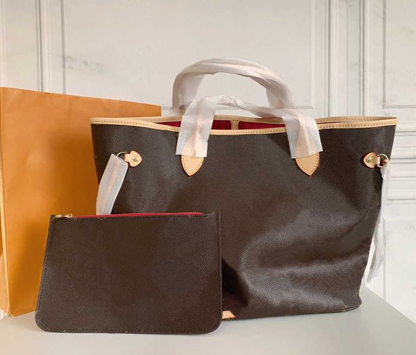 

wholesale classic designer tote bag high capacity fashion old flower leather handbags composite shopping shoulder bags brown beige