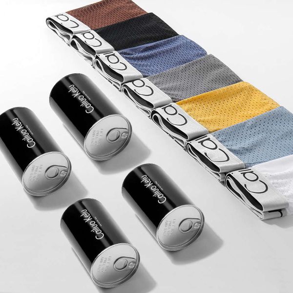 

single iron can men's pes breathable ice silk large silver rimmed boxers mesh boxers, Black;white