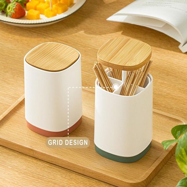 

storage bottles & jars creative four-cell press automatic -up portable toothpick box home push-type table decorations