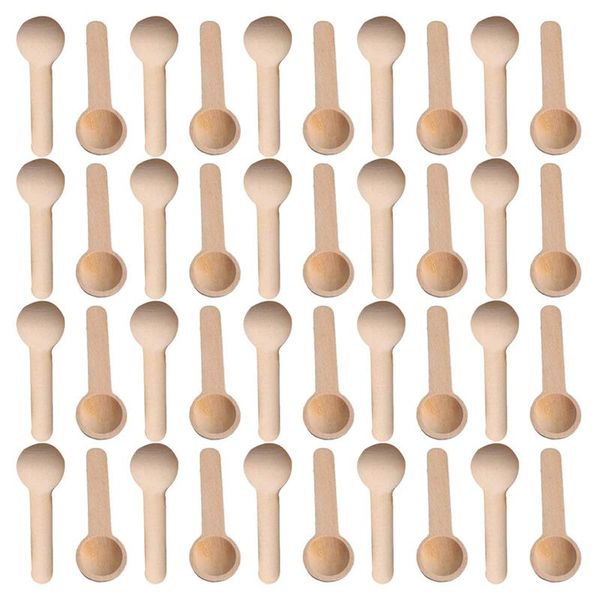 

spoons 50/100/200/500pcs mini nature wooden home kitchen cooking tool scooper salt seasoning honey coffee