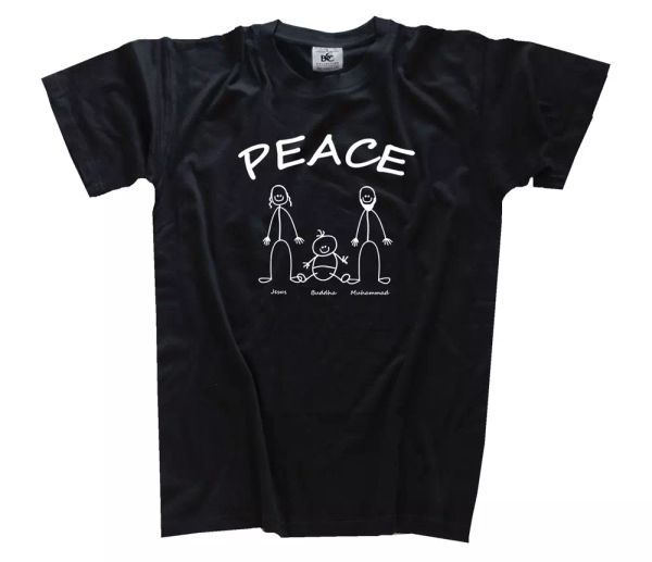 

paz - jesus buda muhammad camiseta s-xxxl, White;black