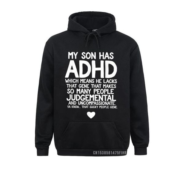 

men's hoodies & sweatshirts adhd son parent's quote for mom dad awareness month hoodie men hip hop ostern day hoods geek, Black
