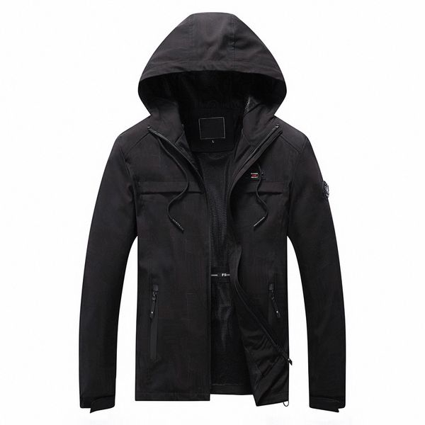 

Fashion Trench Coat Men's Jacket Detachable Hat Windbreaker, Black