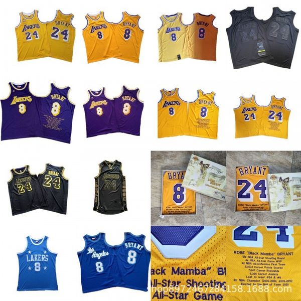 

tracksuit jerseys a. lakers no. 8 24 bryant embroidered basketball jersey, Gray