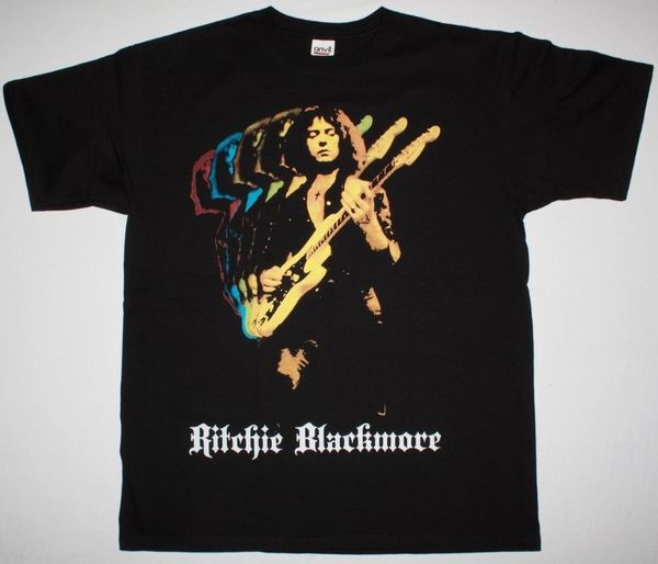 

men's t-shirts ritchie blackmore solo rainbow deep purple rock'n'roll dio black t-shirt, White;black