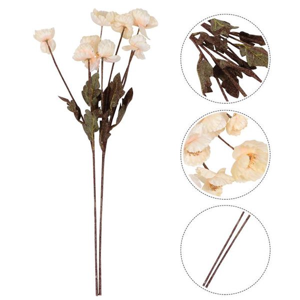 

decorative flowers & wreaths 2pcs fake poppy bouquet 4-head artificial poppies stem silk