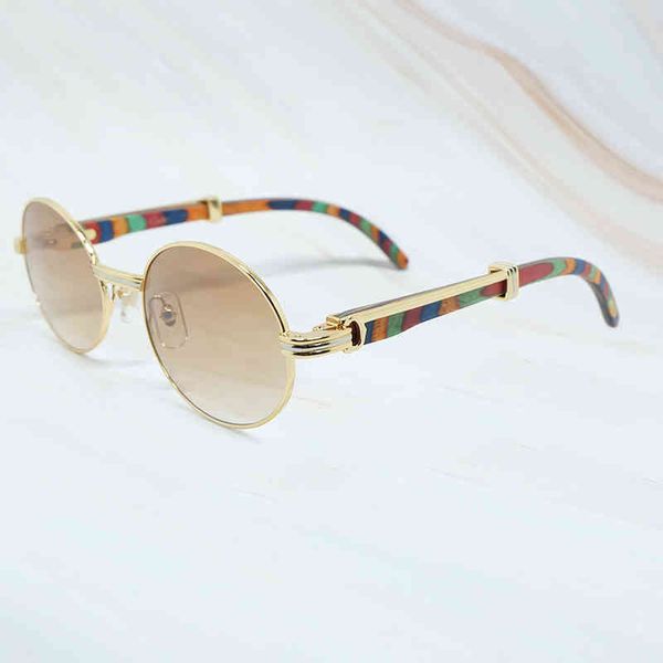

factory outlet luxury men women round metal color wood eyewear fashion vintage shades gafas sol mujer, White;black