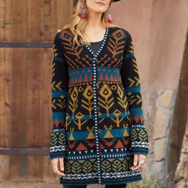 

women's jackets 2021 women coat spring autumn long sleeve loose printed fashion overcoat outerwear cardigan top, Black;brown