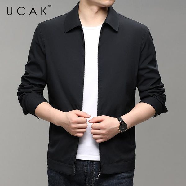 

men's jackets ucak brand autumn streetwear turn-down collar zipper men clothing classic casual jacket coat for clothes u8270, Black;brown