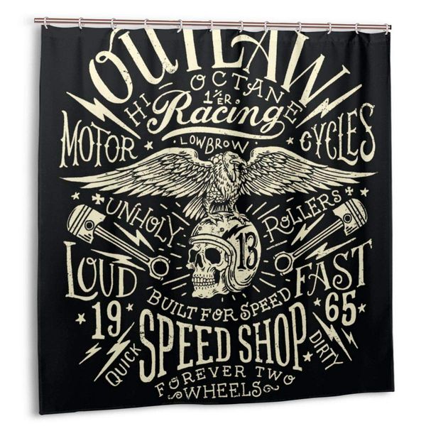 

shower curtain,outlaw motors vintage bath curtain set with hooks