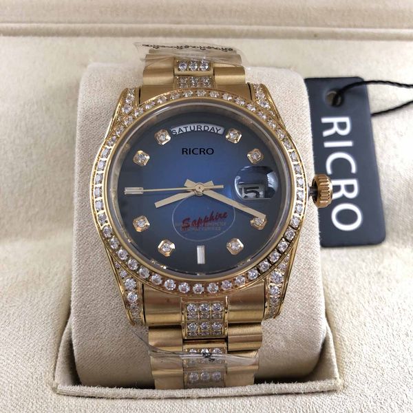 

luxury ladies watch master design automatic mechanical movement gold flashing diamond 2021 dream blue dial stainless steel sapphire glass wh, Slivery;brown