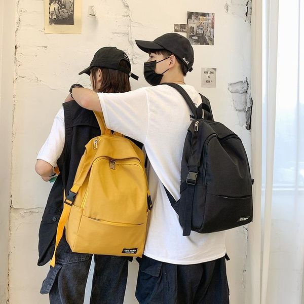 

solid color nylon backpack for teenagers women casual large capacity school bag simple college travel mochila