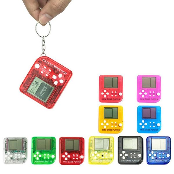 

keychains color random classical mini tetris keychain electronic game machine education toys for kids gifts keyring, Silver