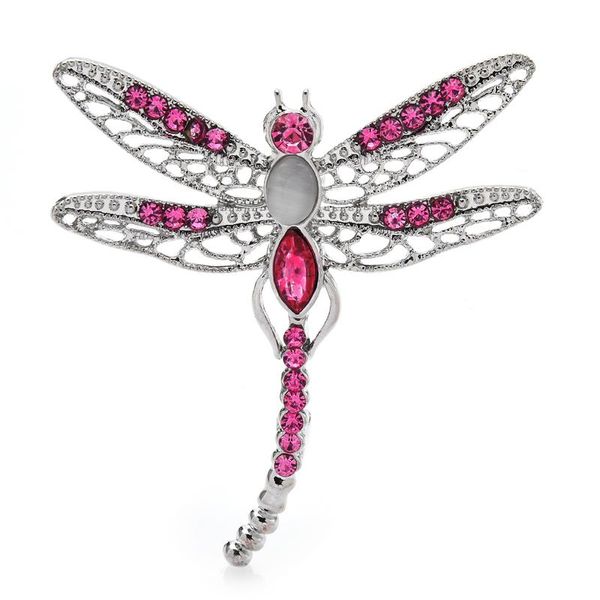 

pins, brooches wuli&baby big dragonfly brooch pins women coat rhinestone 2021 winter fashion jewelry accessory year gift, Gray