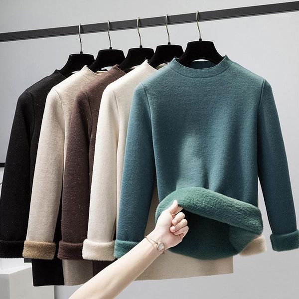 

women's sweaters women's 2022 autumn winter knitted velvet sweater women casual thick pullovers warm jumper streetwear teen knitwe, White;black