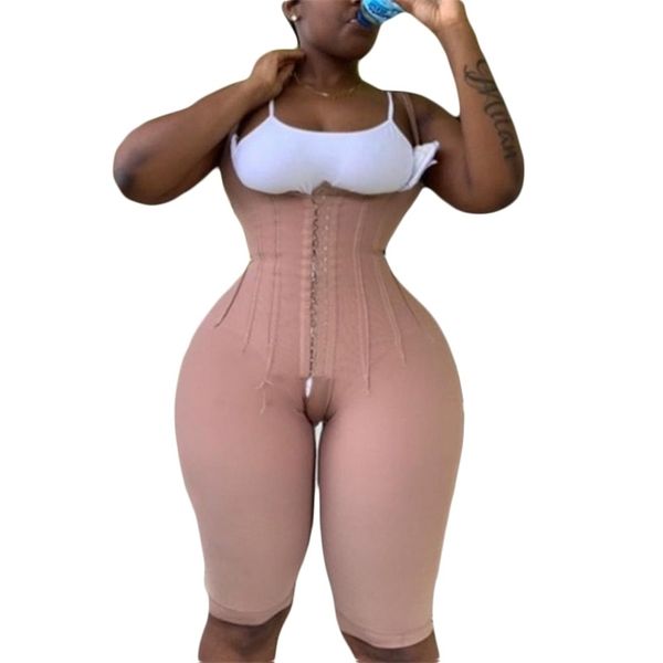 

women's corset 6 steel support body shaper mujer fajas colombianas with thin straps skims compression garment shapewear 211218, Black;white