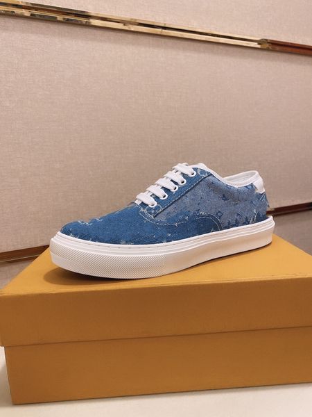 

men designer shoes blue letter printed leather luxury mens party sports casual sneaker trainers shoe with box, Black
