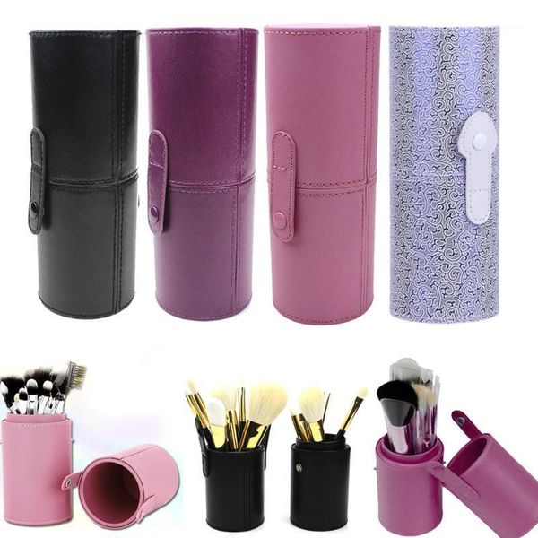 

travel leather cosmetic brush pen holder storage makeup empty pu case brushes1