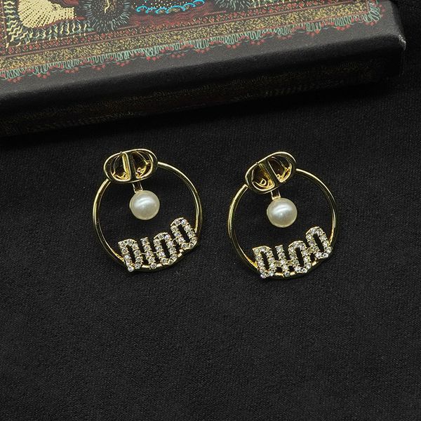 

design jewelry fashion ring letter inlaid pearl female pendant earrings net red same style recommended, Silver