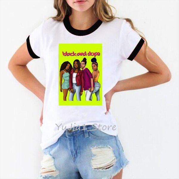 

black and dope funny womens t shirt girl magic summer hip hop blm aesthetic clothes 90s friends, White