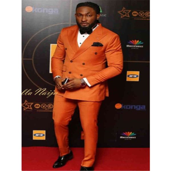

men's suits & blazers elegant double breasted orange male suit custom wedding tuxedos groom suits for businessman office wear (jacket +, White;black