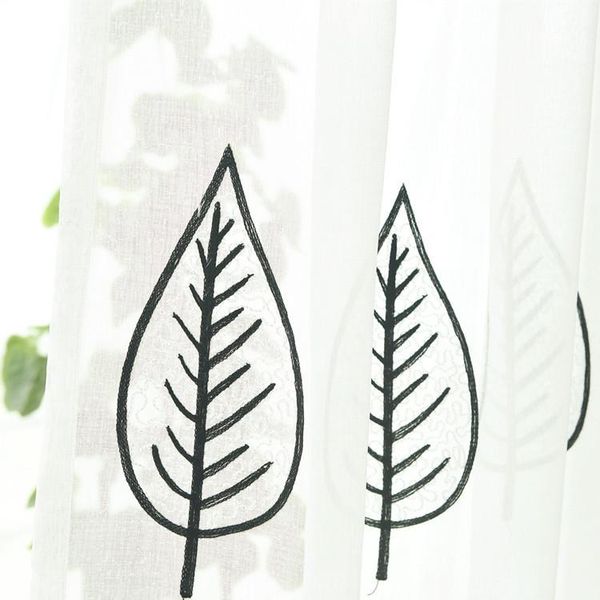 

curtain & drapes window screening curtains for living dining room bedroom embroidered black silk leaves wild screens