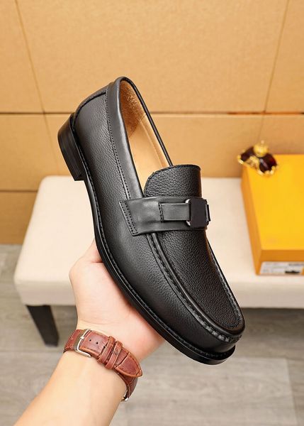 

2022 mens genuine leather driving shoes business oxfords brand designer party flats casual loafers new classic dress shoes size 38-45, Black