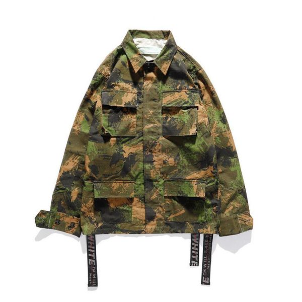 

famous designer men's hoodies shirt jacket multi-pocket arrow print ribbon autumn camouflage color m-xxl size, Black