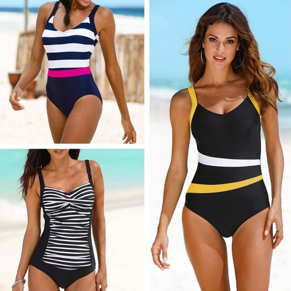 

one piece swimsuit plus size swimwear women classic vintage bathing suits beachwear backless slim swim wear m~2xl one-piece