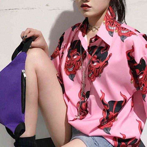 

womens shirt collared women pink gothic evil blouse short sleeve female ladies summer clothing girls shirts, White