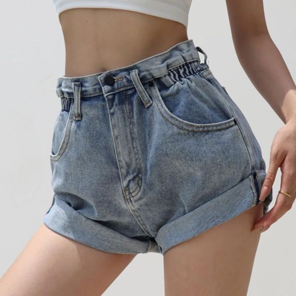 

women's shorts tvvovvin fashionable denim summer style high waist loose wide-leg cuffed pants py20, White;black