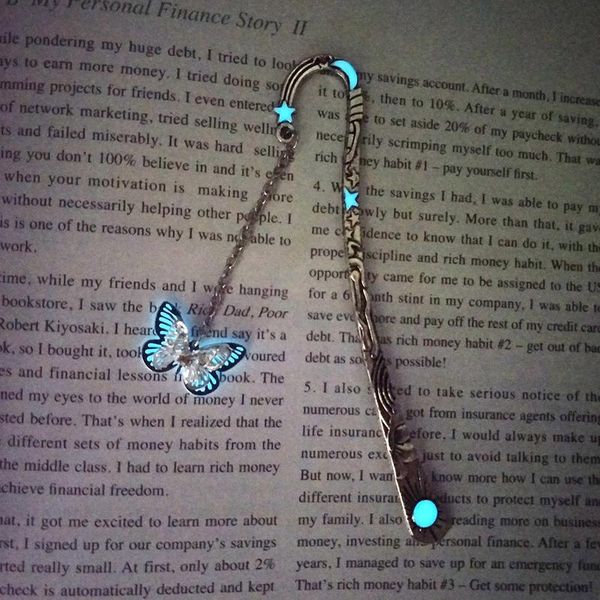 

bookmark 1 pcs creative cute butterfly metal luminous bookmarks escolar kawaii student promotion gift stationery supplies