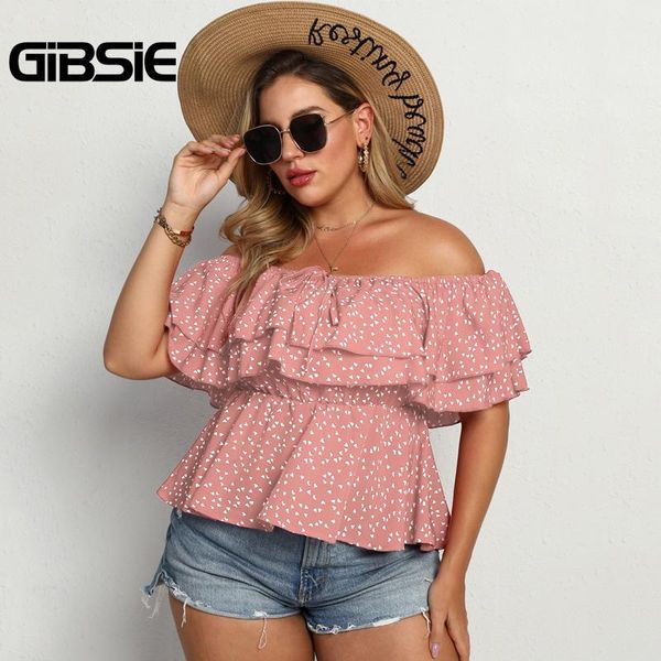 

plus size t-shirt gibsie confetti heart print tie off shoulder blouse xxxl 4xl boho women summer butterfly sleeve peplum top