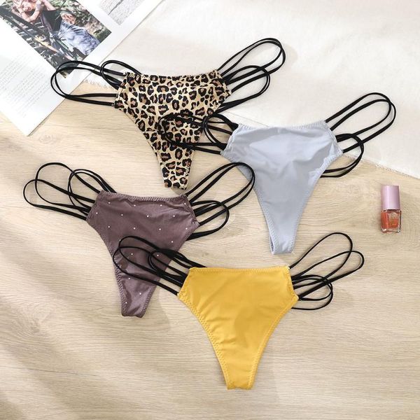 

women's panties est g-string women thong cotton crotch bandage brief ladies lingerie leopard seamless soft colorful underwear, Black;pink