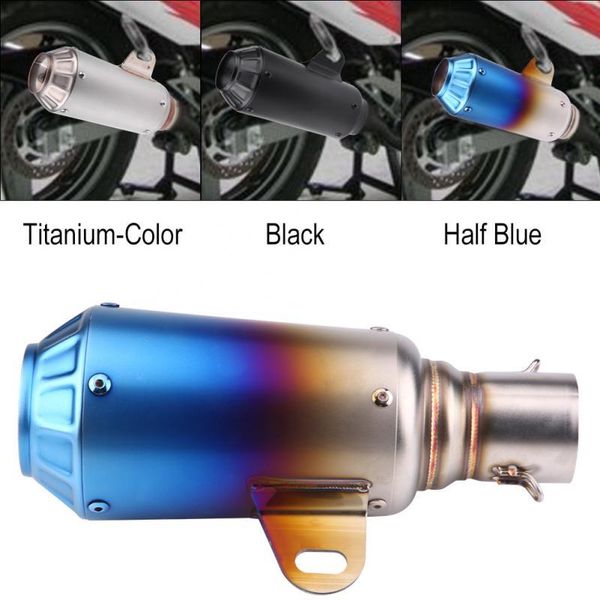 

motorcycle exhaust system muffler universal tailpipe tail pipe tip stainless steel titanium-color/black/half blue