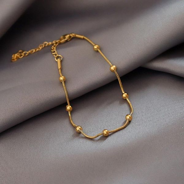 

link, chain personality simple gold color bead bracelets for women girls friendship chic, Black