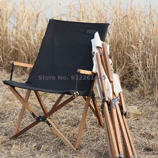 

camp furniture outdoor folding chair solid wood camping picnic portable moon fishing stool armrest beach summer lounge