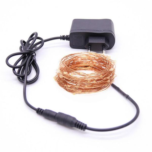 

strings year led festoon micro wire copper fairy string christmas lights 10/20/30/50m + uk adapter decoration living room