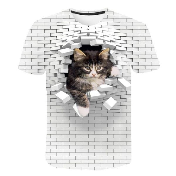 

men's t-shirts 2021 men 3d cat casual wall print harajuku t shirt female summer short sleeve o neck quality boys clothes top, White;black