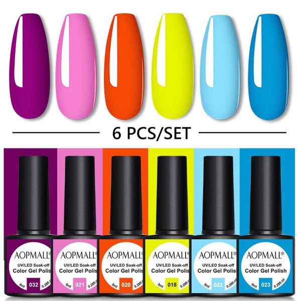 

color 8ml neon gel nail polish kit for manicure vernis semi permanent uv lamp gellak, Red;pink