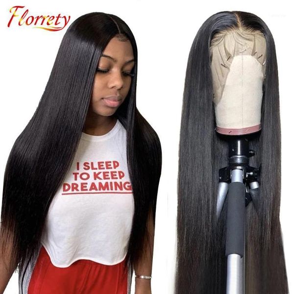 

florrety lace front human hair wigs 13x4 frontal wig malaysian straight closure 4x4 for women1, Black;brown