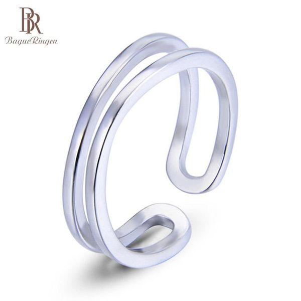 

cluster rings bague ringen classic solid 925 silver ring for women s925 fine jewelry simple design opening adjustable accessory anniversar, Golden;silver
